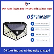 Đèn Năng Lượng Mặt Trời Solar 100 Led Siêu Sáng, Cảm Biến Chuyển Động, Tự Động Bật Tắt Khi Trời Tối, Chống Nước, Gắn Vách