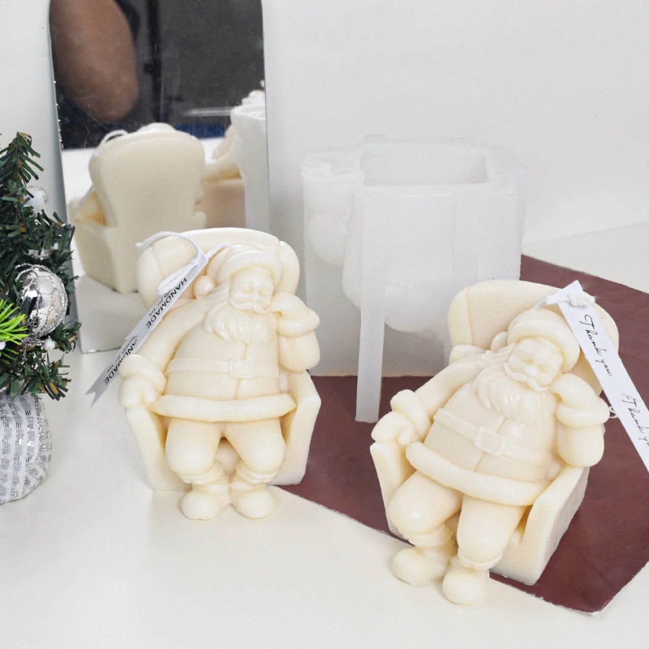 Title 2, Napping Santa Claus Aromatherapy Candle Silicon...