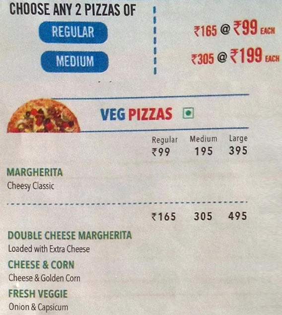 Domino's Pizza menu 