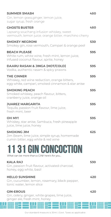 1131 Bar + Kitchen by House of Commons menu 