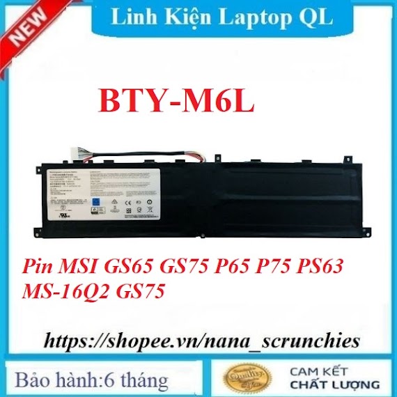 Pin Msi Gs65 Gs75 P65 P75 Ps63 Ms - 16Q2 Gs75 8Sg 8Rc Bty - M6L