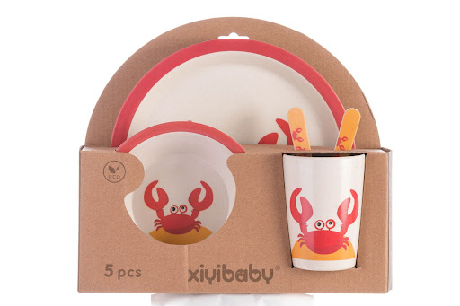 Title 3, Childrens Baby Cutlery Set of 5 Bamboo Fiber D...