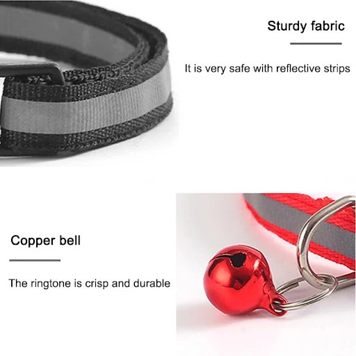 Reflective Cat Collars With Bells Elastic Adjustable Accessories Pet Supplies Pet Reflective Collars Kittens Bell Nylon 