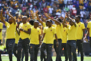 Kaizer Chiefs Players during the Absa Premiership match between Orlando Pirates and Kaizer Chiefs at FNB Stadium on October 27, 2018 in Johannesburg, South Africa. 