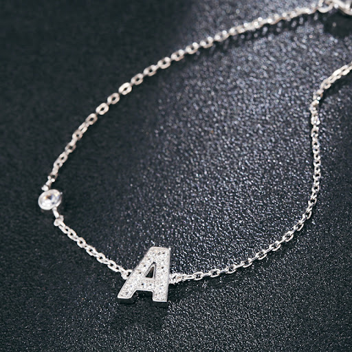 Title 3, English alphabet micro-set zircon necklace a de...