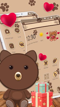 Cute Brown Bear Themeのおすすめ画像1