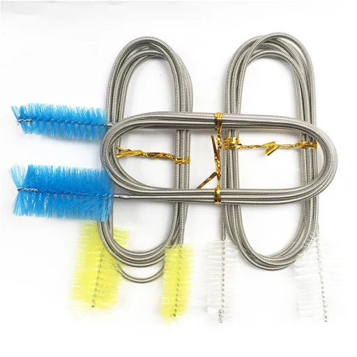 Aquarium Cleaning Brush for Water Hose Lily Pipe Air Tube Stainless Steel Flexible Bent Tube Double Head Brush Fish Tank