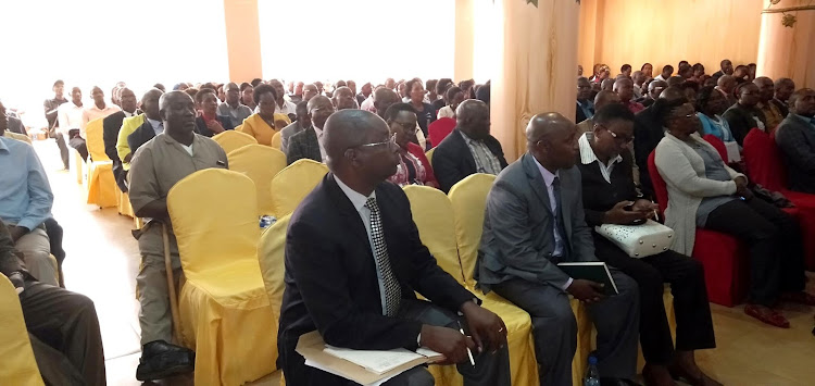 Thika constituency education stakeholders during the meeting in Thika town on Thursday.