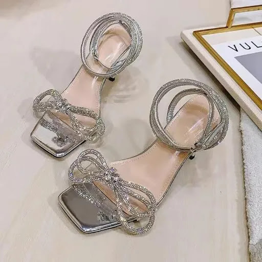 Title 9, Bow-knot Square-toe Rhinestone High-heel Moccas...