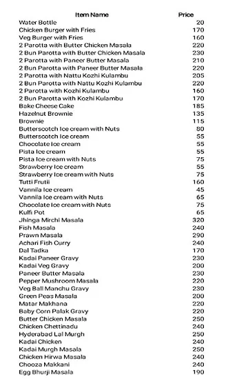 Kadhambam Restaurant menu 