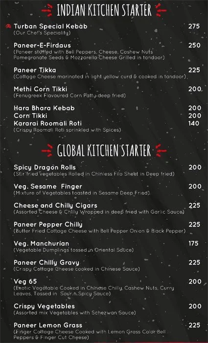 The Turban menu 