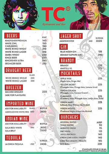 TC Bar & Restaurant menu 