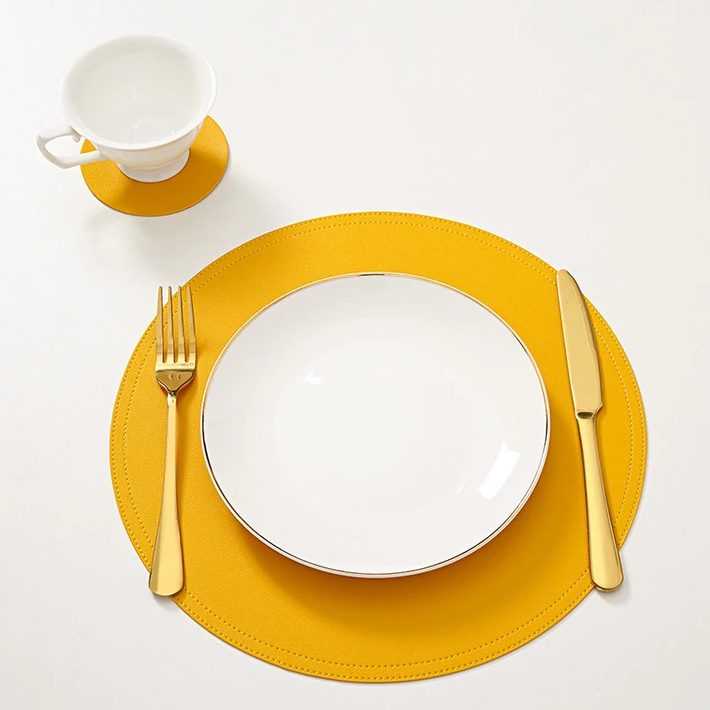 Leder-Placemat-Tischgeschirr mit unterbrochener wasserdichte ölfeste Tischküche waschbarer Wärmeisolierung Nicht-Schlupf-Schüssel