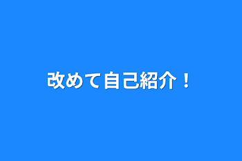 改めて自己紹介！