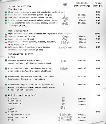 Khyma - Sea Princess menu 