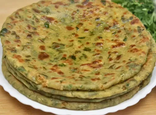 2 Loaded Methi Aloo Paratha With Butter Topping