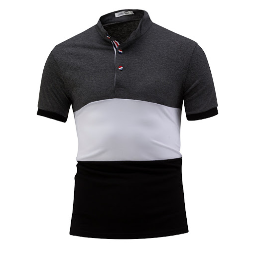 Title 6, Colorblock Stand Collar Short Sleeve T-shirt, a...