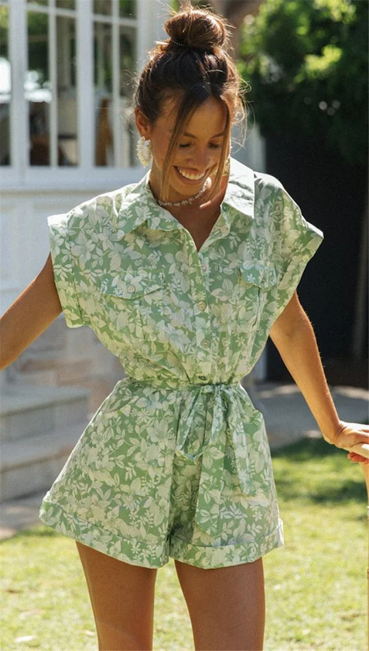 Europese en Amerikaanse hot damesmode jumpsuit met print, ideaal voor een stijlvolle en comfortabele look, perfect voor elke dag.