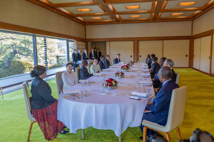 Japan Emperor Naruhito and Empress Masako host President William Ruto and First lady Mama Rachel at the Imperial Palace in Tokyo, Japan on February 9, 2024.