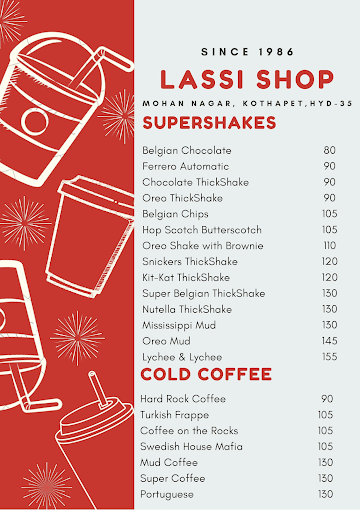 Lassi Shop menu 