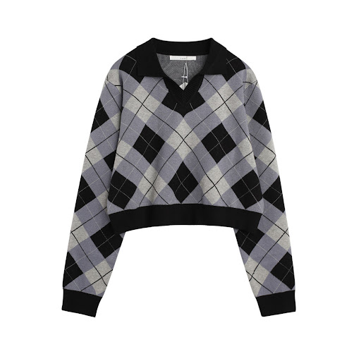 Title 5, Fashionable All-match Diamond Colorblock Knitte...