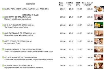 Orchard Fresh Natural Icecreams menu 