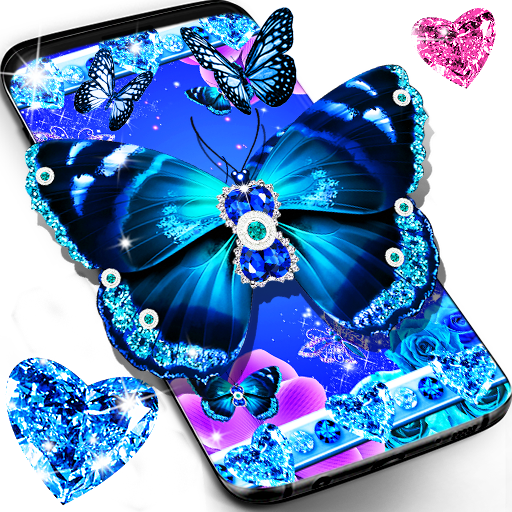 Blue glitter butterflies live wallpaper