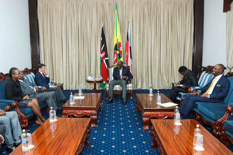 President William Ruto meets with the President of World Athletics Sebastian Coe and other leaders at State House on January 5, 2023.