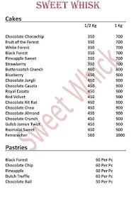 Sweet Whisk menu 1