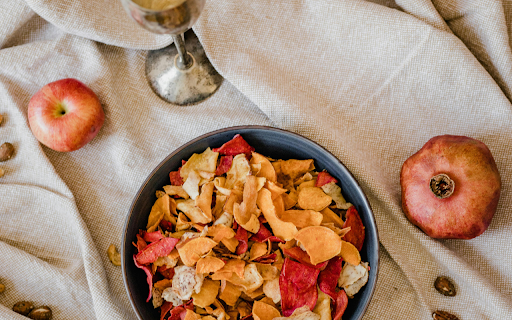 Overhead Shot of a Bowl of Fruit Chips screenshot 1