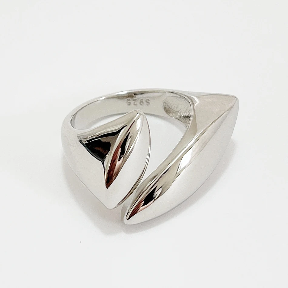 925 Sterling Silver Combination Geometric Surface Simple Opening Ring. A minimalist and elegant jewelry piece, perfect f