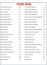 Food Wise menu 1