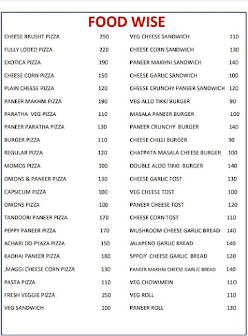 Food Wise menu 