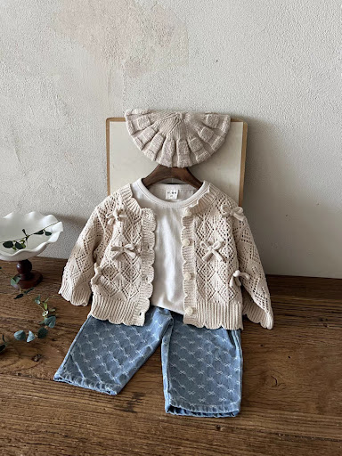 Title 14, Hollow Out Coat Bow Lace Nine-quarter Sleeve Gi...