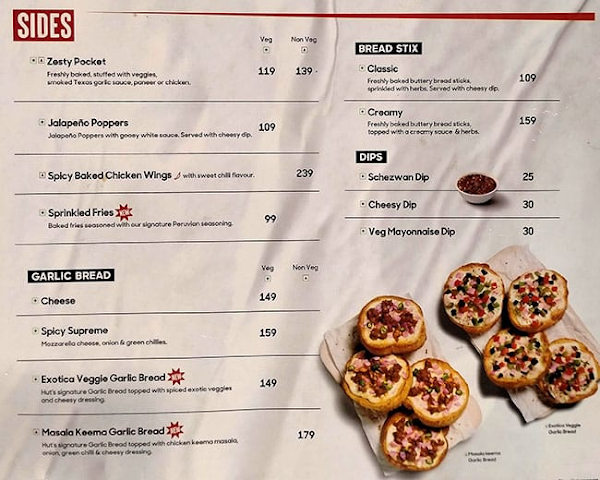 Pizza Hut menu 