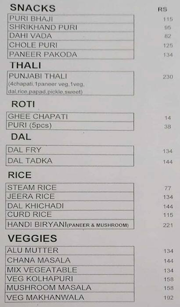 Surti Veg Restaurant menu 