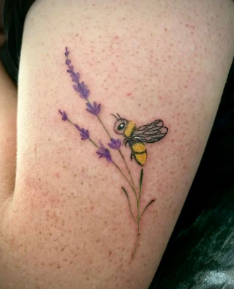 Honey Bee Lavender Tattoo Designs