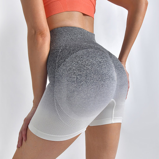 Title 4, Striped Yoga Shorts High Waist Hip-lifting Tigh...