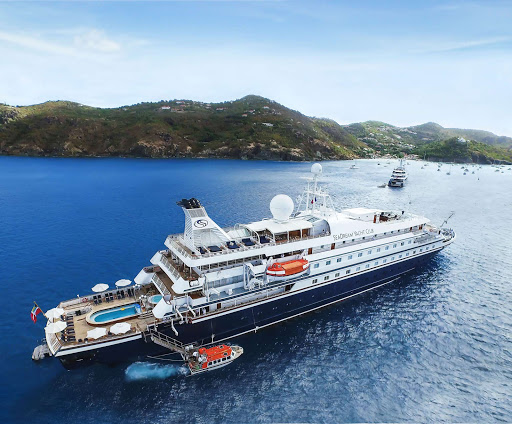 SeaDream's 112-passenger ship during a warm-weather sailing in the Caribbean.