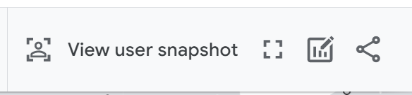 GA4's real-time report header showing the view user snapshot button