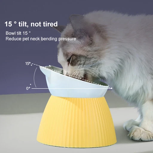 Cat Bowl Raised Cat Food Bowls Anti Vomiting Tilted Elevated Cat Bowls Drinker Pet Food Bowl Feeder for Cats