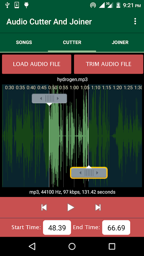 Android application Audio Cutter And Joiner screenshort