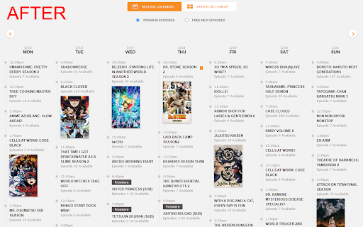 Remove Crunchyroll simulcast calendar dubs