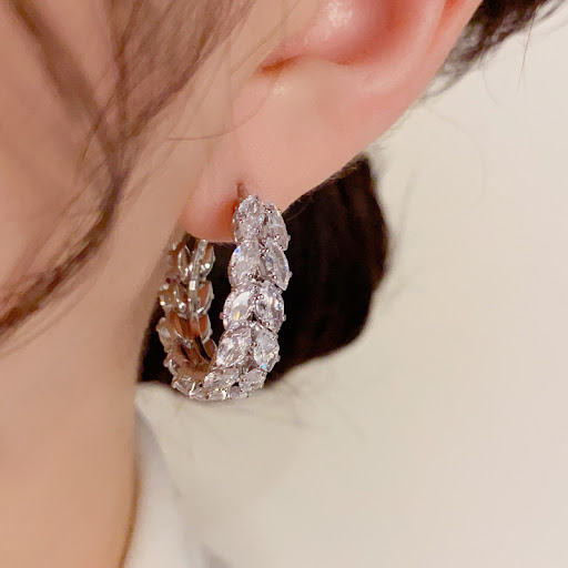 Title 8, Special-interest Design Zircon Wheat Earring, a...