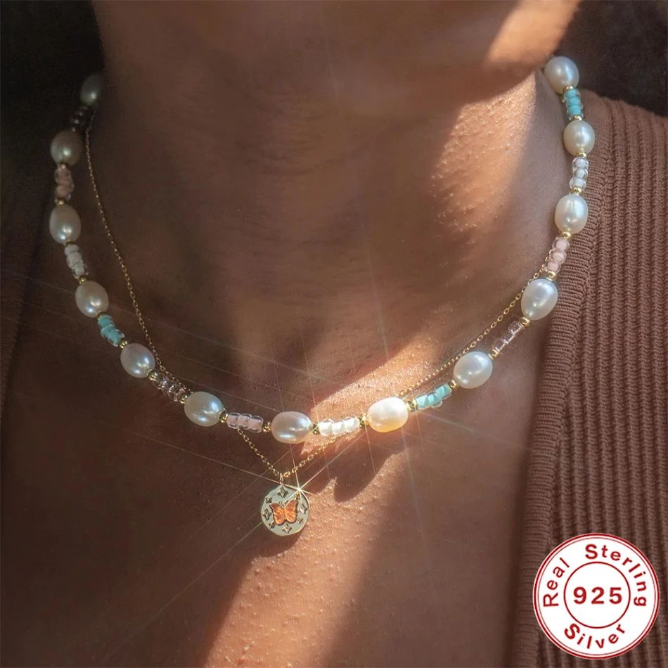 S925 Sterling zilveren ketting met vlinderdruppel olie, ronde diamanten, trendy stijl, perfect als cadeau voor haar.