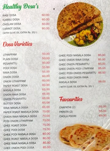 Krishna's Dosa Kadai menu 