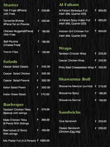 Be3 Resto & Cafe menu 