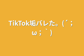 TikTok垢バレた。(´；ω；｀)