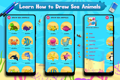Learn to Draw Cute Sea Animals