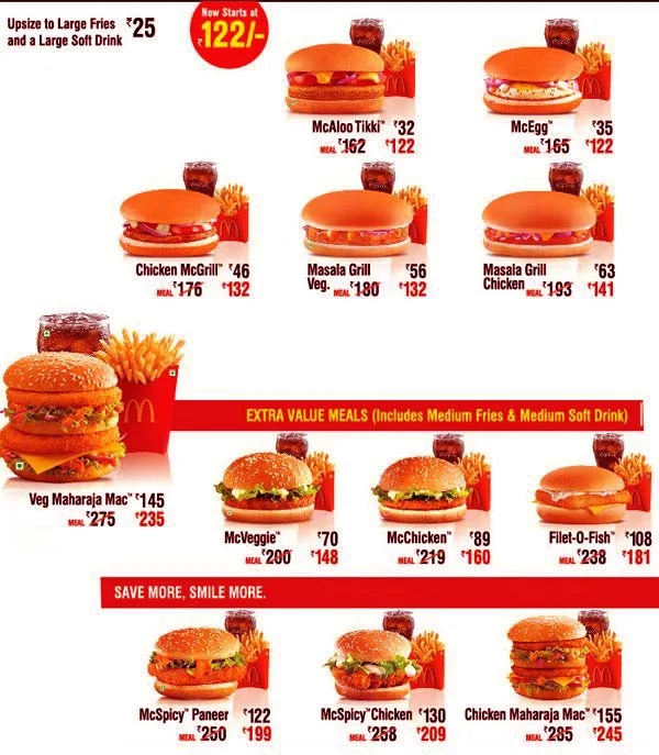 McDonald's menu 